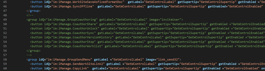 imanage word ribbon config file